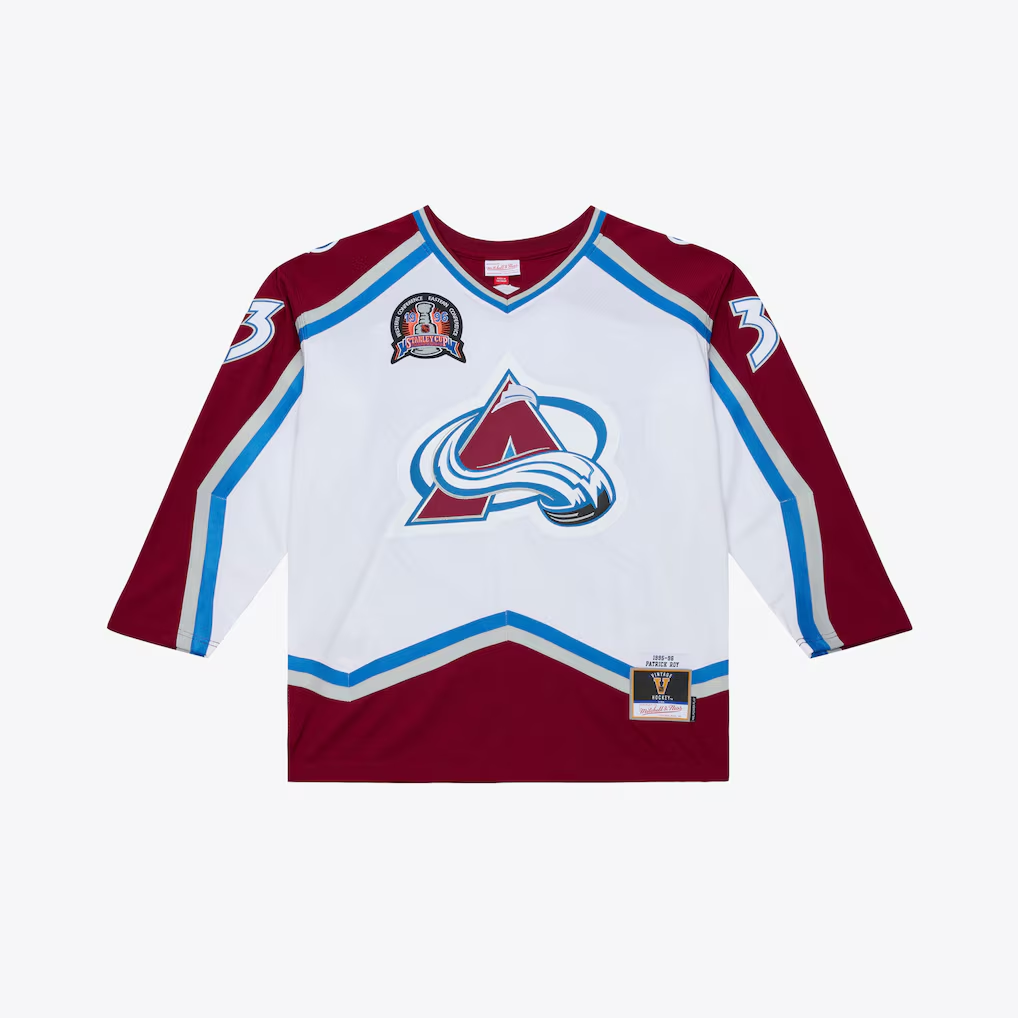 harde C.Avalanche Patrick Roy Mitchell & Ness White 1995 Power Play Jerseys
