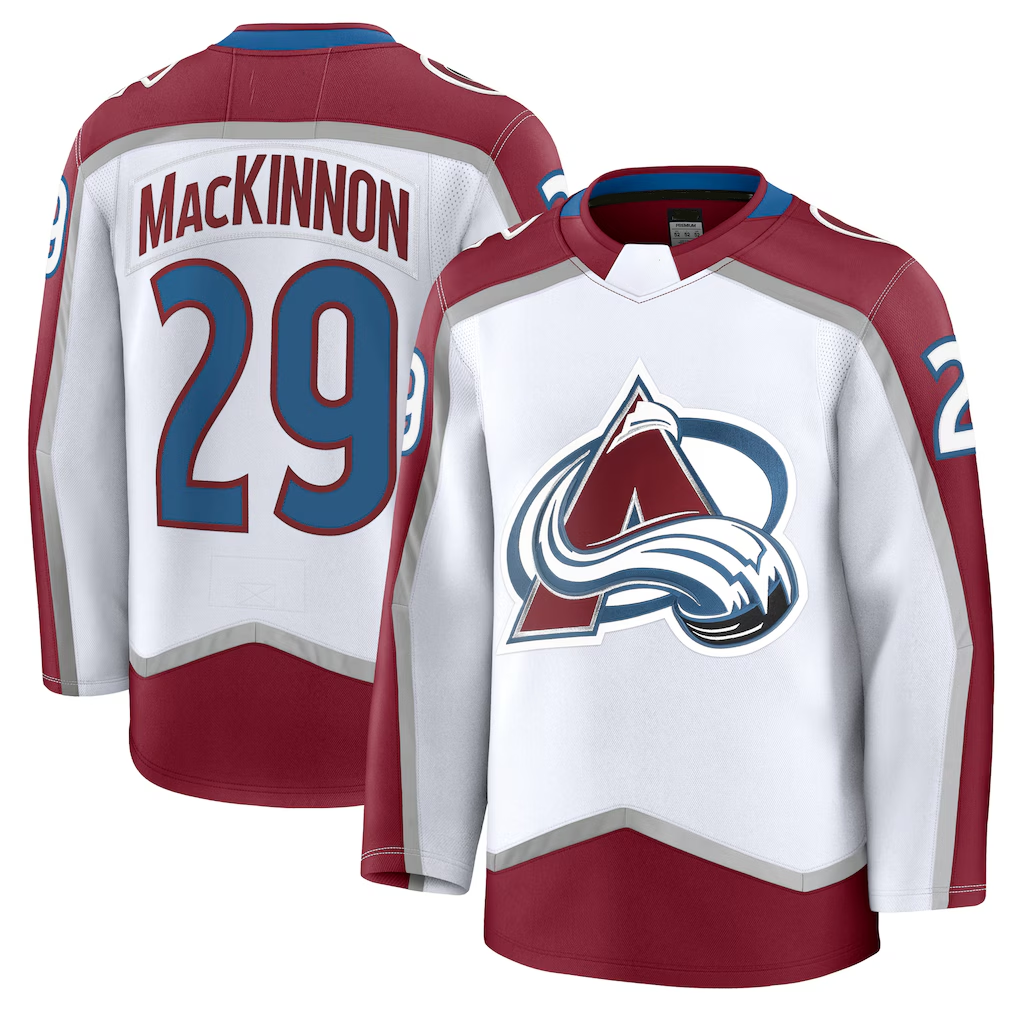 harde C.Avalanche #29 Nathan MacKinnon White Away Premium Jerseys