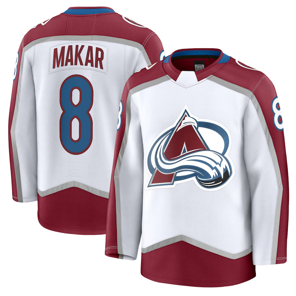harde C.Avalanche #8 Cale Makar White Away Premium Jerseys