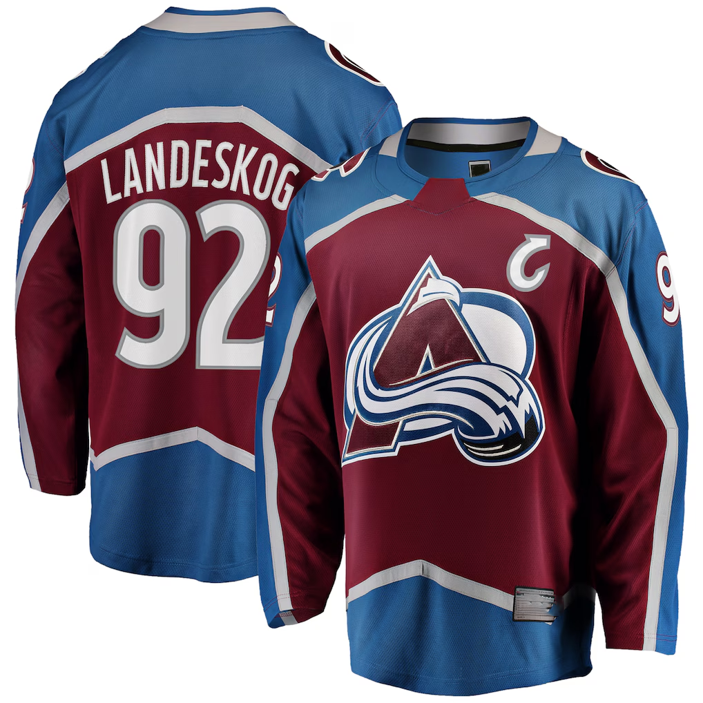 harde C.Avalanche #92 Gabriel Landeskog Burgundy Captain Patch Home Breakaway Jerseys