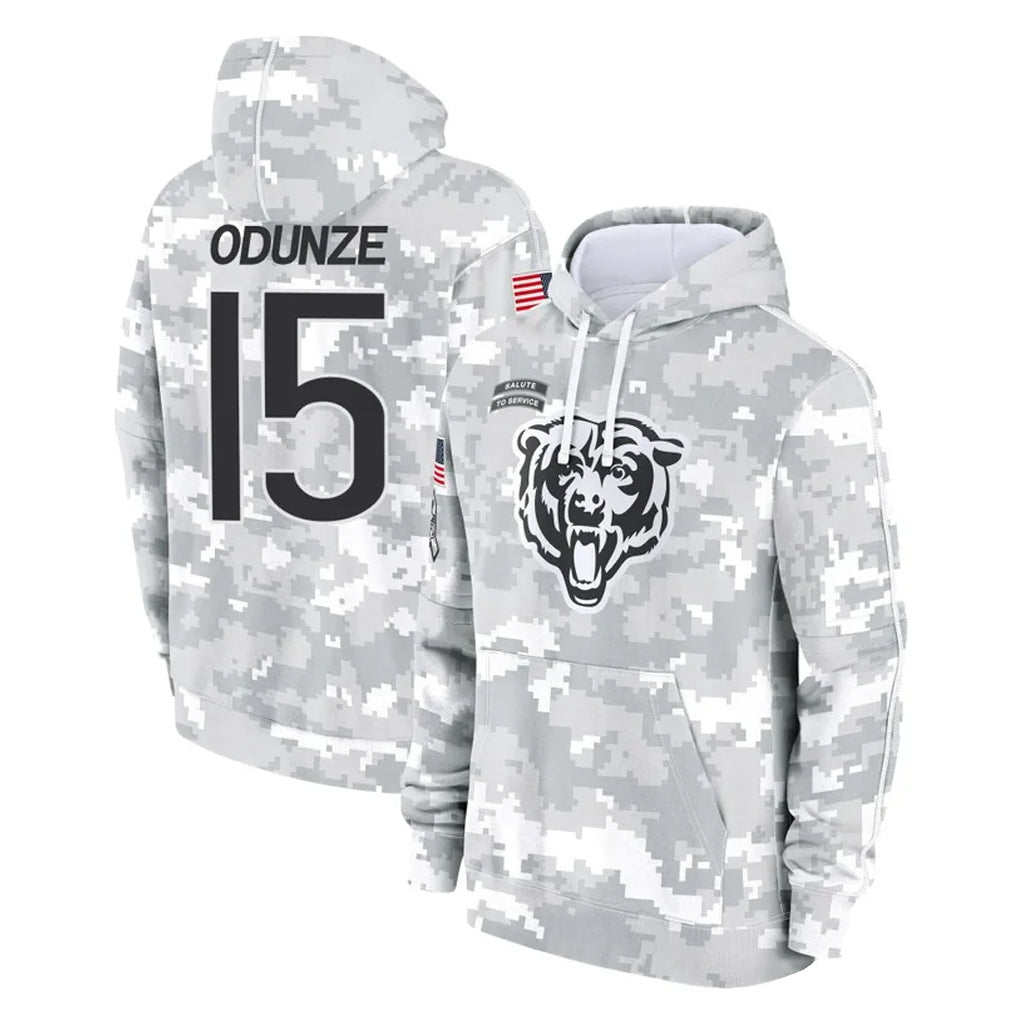 harde C.Bears #15 Rome Odunze Player Arctic Camo Salute to Service Pullover Hoodies Limited Stitched Jerseys