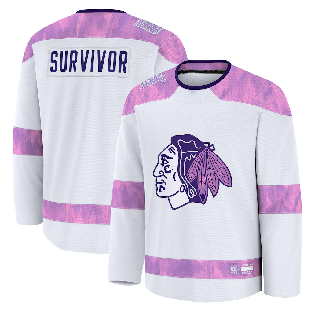 harde C.Blackhawks White Hockey Fights Cancer Survivor Practice Jerseys