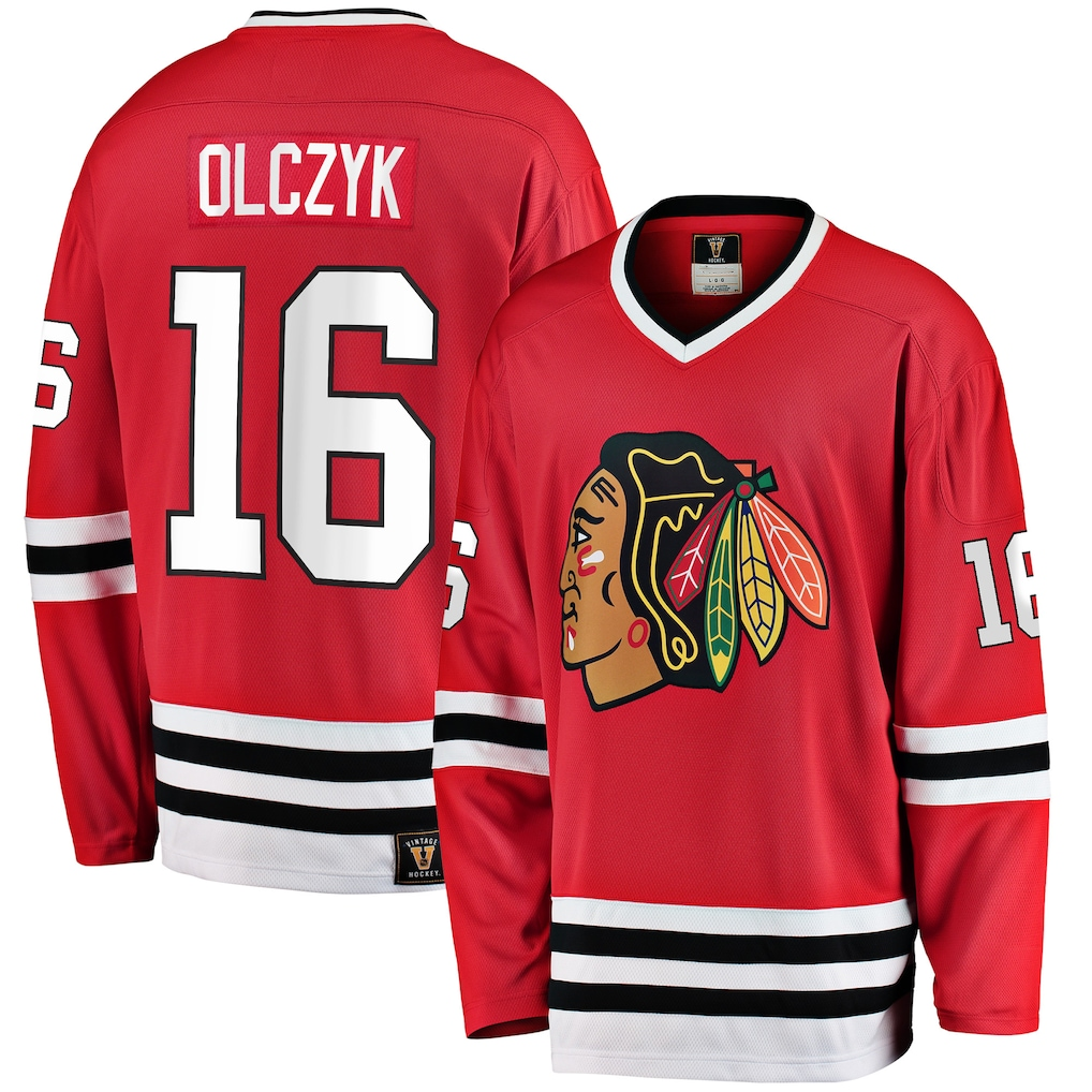 harde C.Blackhawks #16 Eddie Olczyk Red Premier Breakaway Retired Player Jerseys