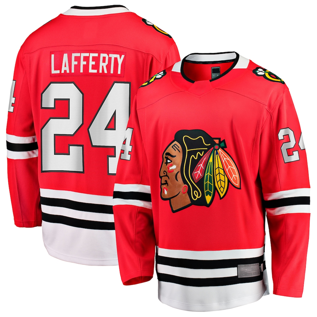harde C.Blackhawks #24 Sam Lafferty  Red Home Breakaway Jerseys