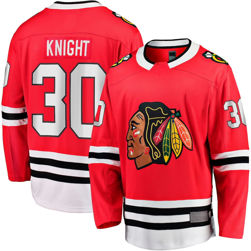 harde C.Blackhawks #30 Spencer Knight Red Home Breakaway Jerseys