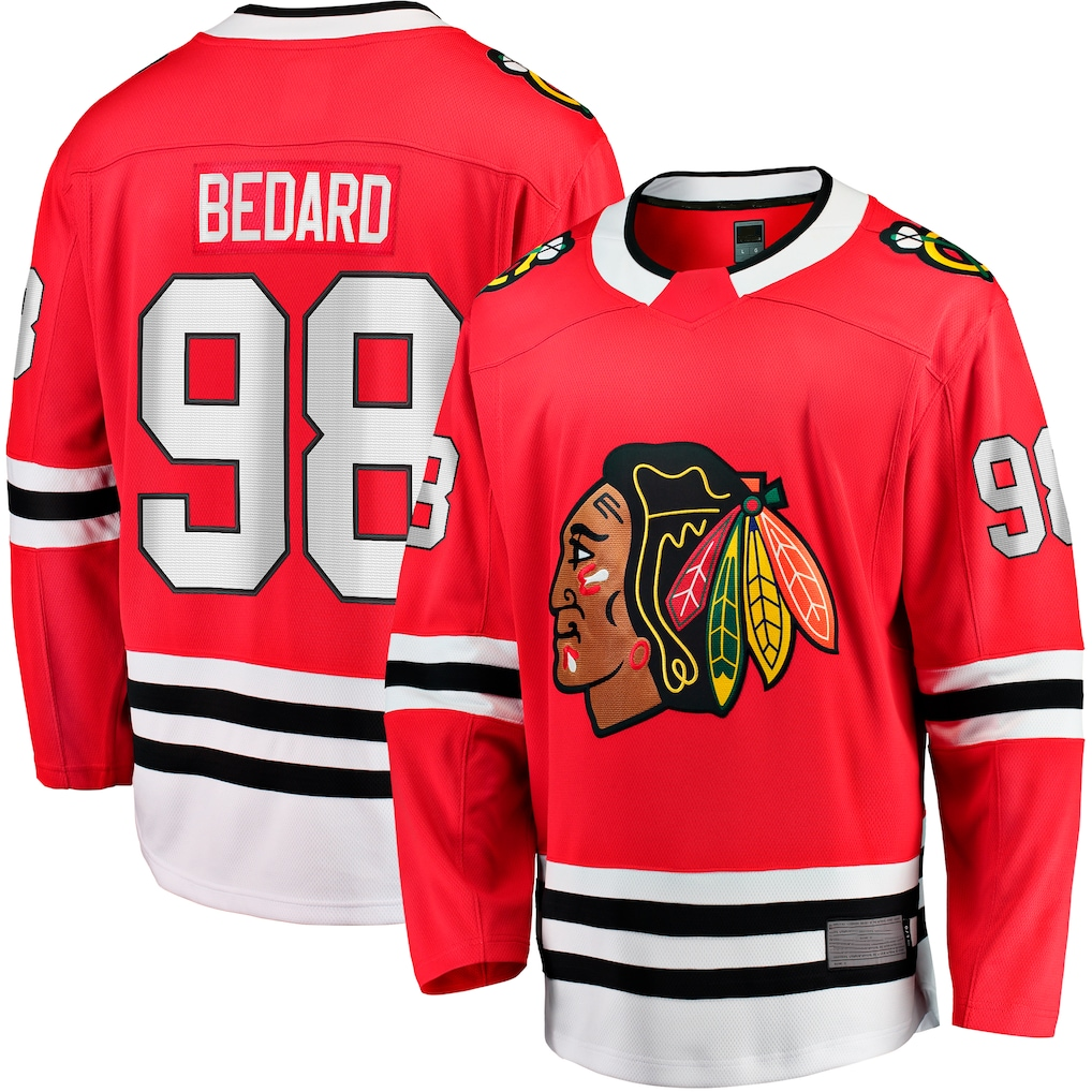 harde C.Blackhawks #98 Connor Bedard Red Home Breakaway Player Jerseys
