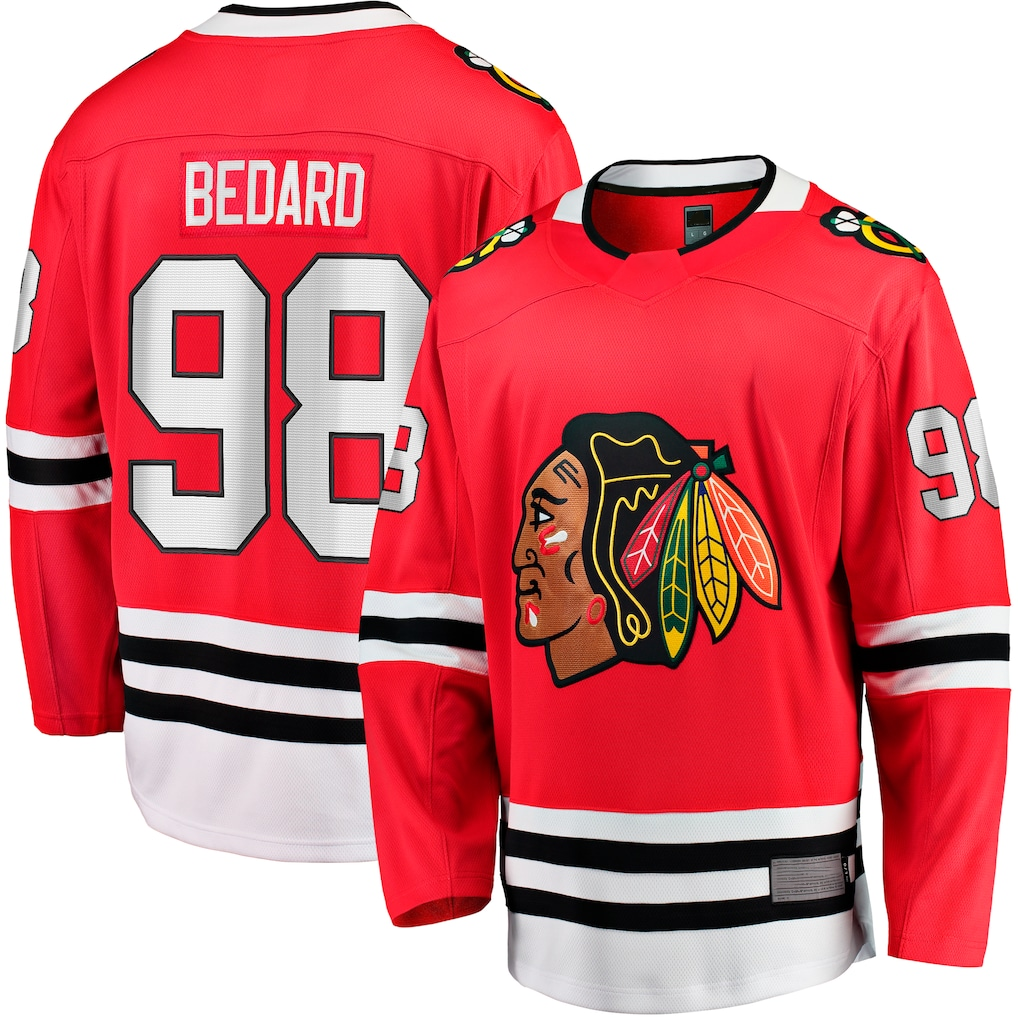 harde C.Blackhawks #98 Connor Bedard Red Home Breakaway Player Jerseys