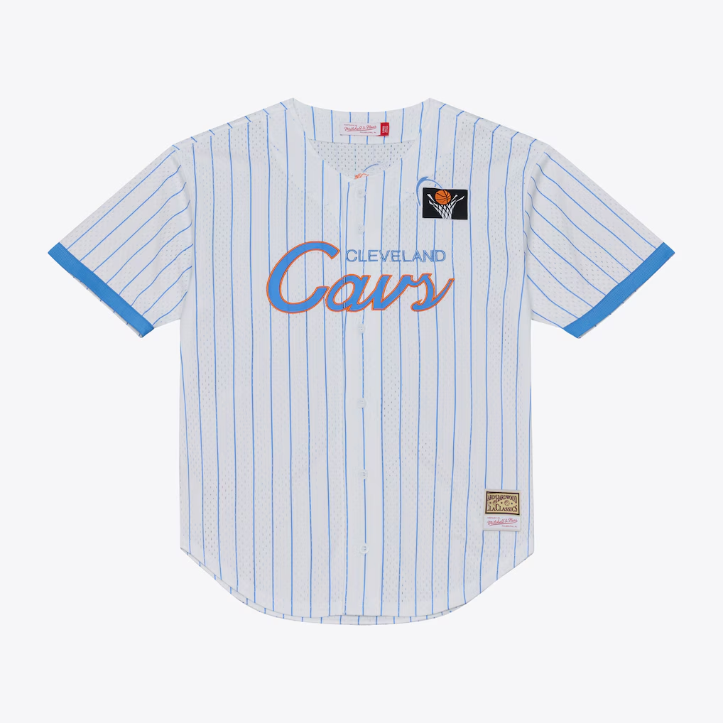harde C.Cavaliers Mitchell & Ness White Head Coach Pinstripe Mesh Full-Button Baseball Jerseys