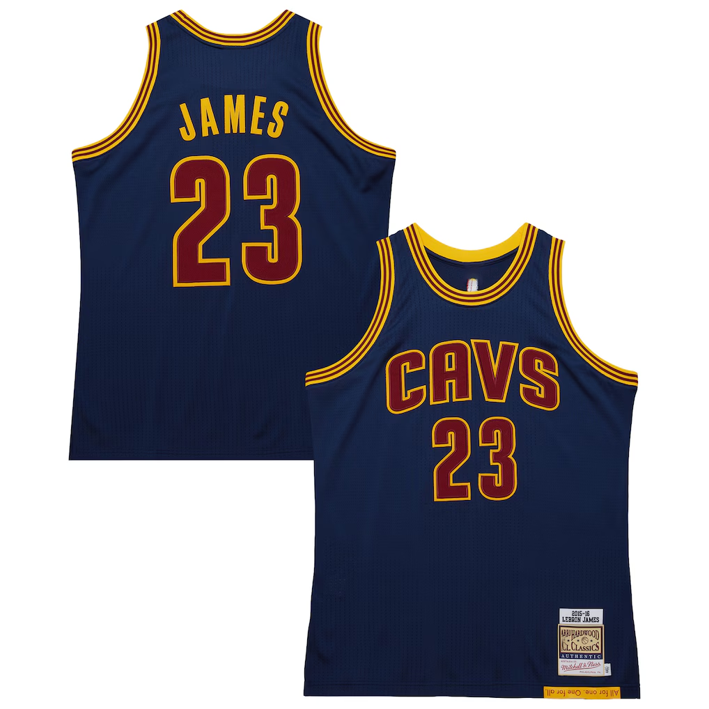 harde C.Cavaliers #23 LeBron James Mitchell & Ness Navy Big & Tall 201516 Swingman Jerseys