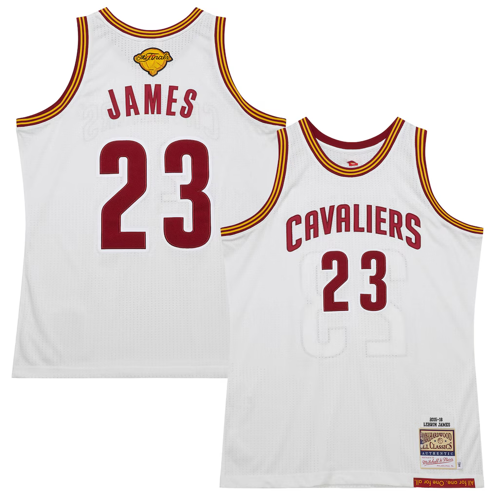 harde C.Cavaliers #23 LeBron James Mitchell & Ness White 2015-16 Hardwood Classics Authentic Jerseys