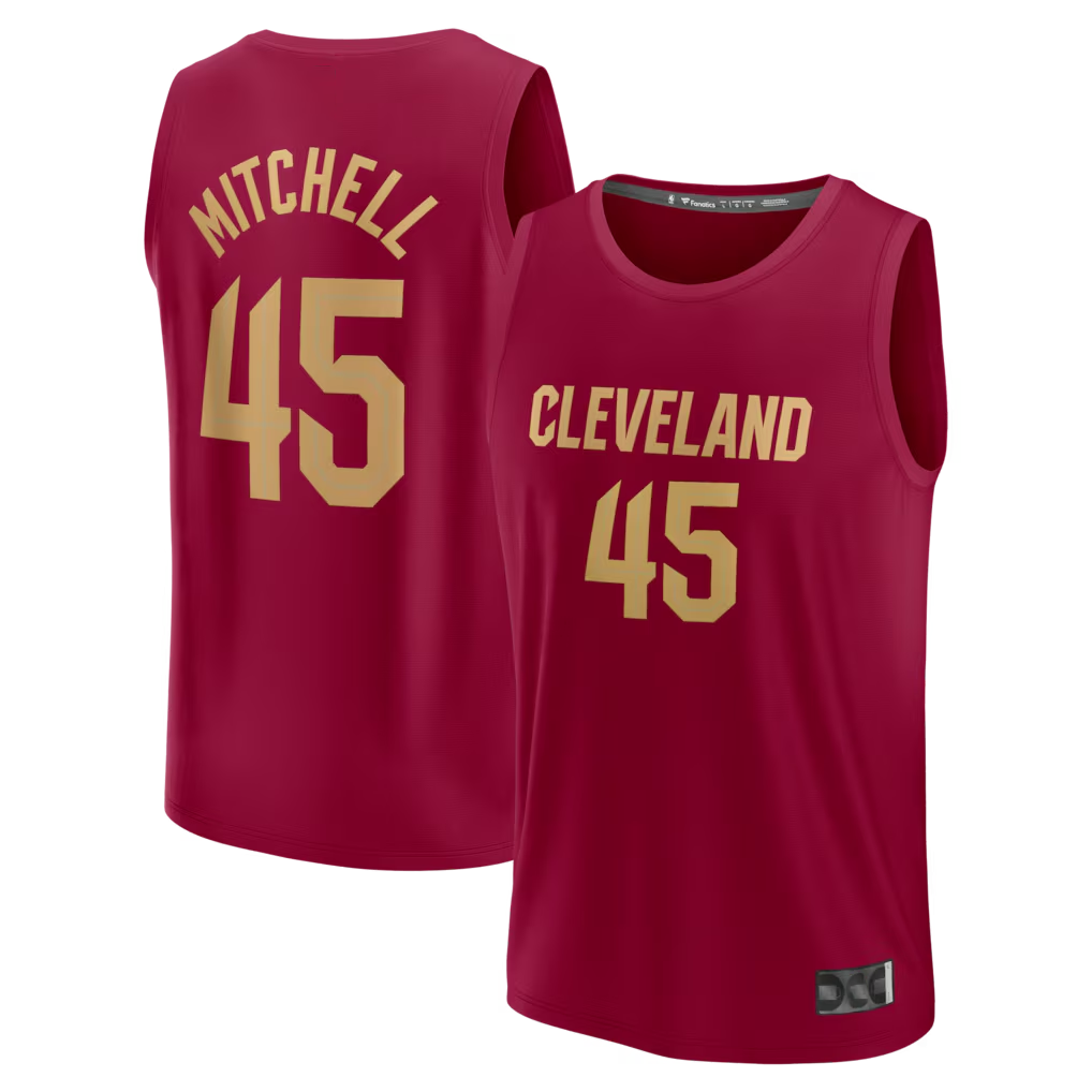 harde C.Cavaliers #45 Donovan Mitchell Wine Fast Break Replica Jerseys - Icon Edition
