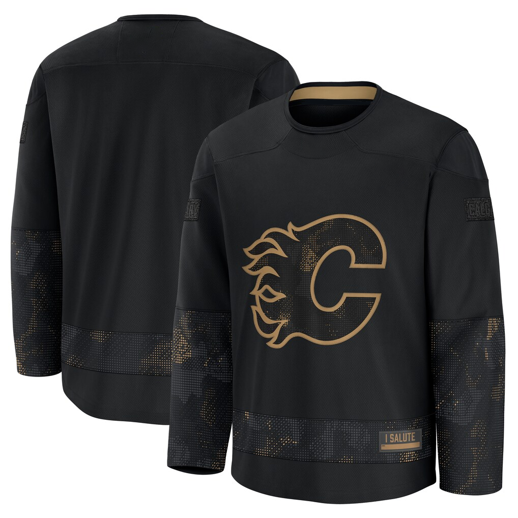 harde C.Flames Black 2024 Military Appreciation Practice Jerseys