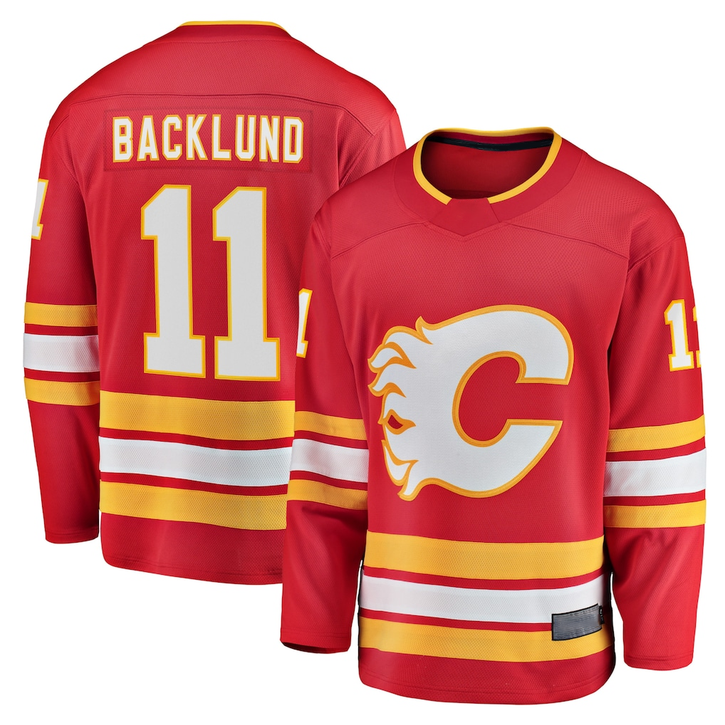 harde C.Flames #11 Mikael Backlund Red Home Breakaway Player Jerseys
