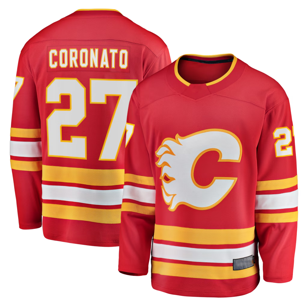 harde C.Flames #27 Matt Coronato Red Home Breakaway Jerseys