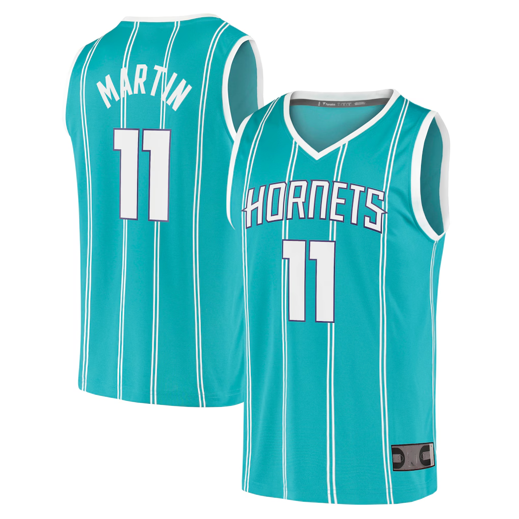 harde C.Hornets #11 Cody Martin  Teal Fast Break Replica Jerseys - Icon Edition