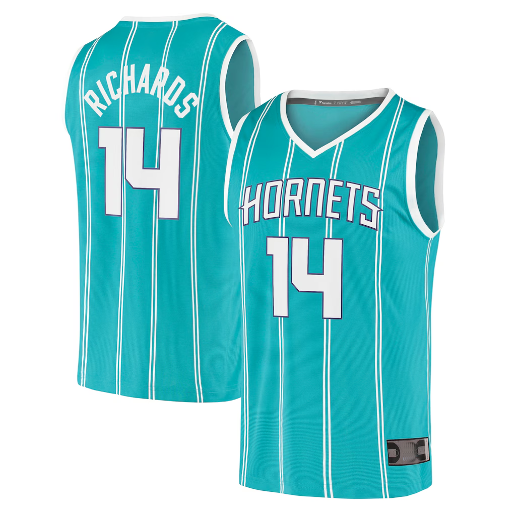 harde C.Hornets #14 Nick Richards  Teal Fast Break Replica Jerseys - Icon Edition