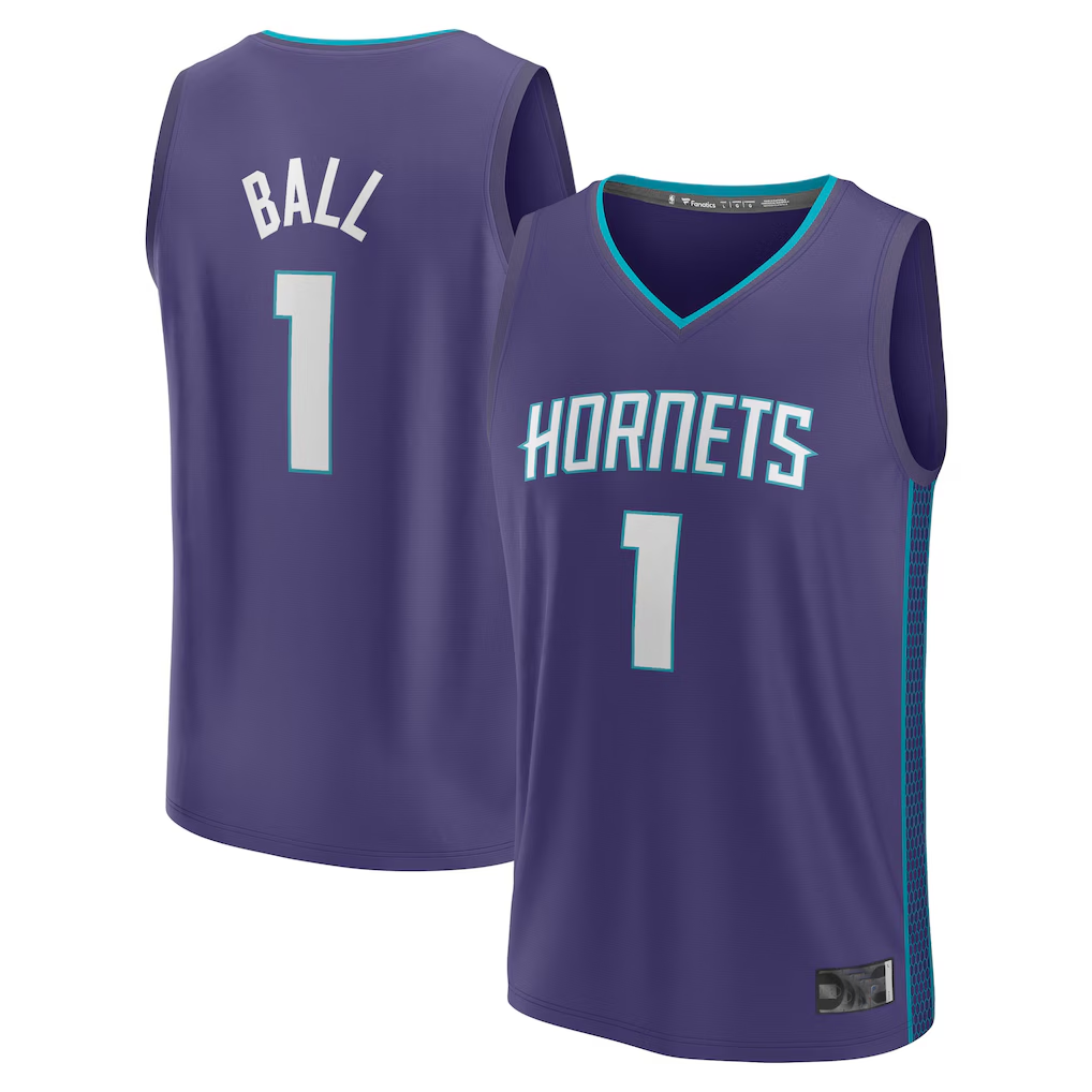harde C.Hornets #1 LaMelo Ball  Purple Fast Break Replica Player Jerseys - Statement Edition