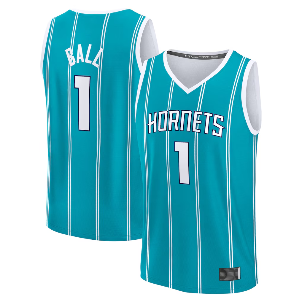 harde C.Hornets #1 LaMelo Ball  Teal Fast Break Replica Player Jerseys - Icon Edition