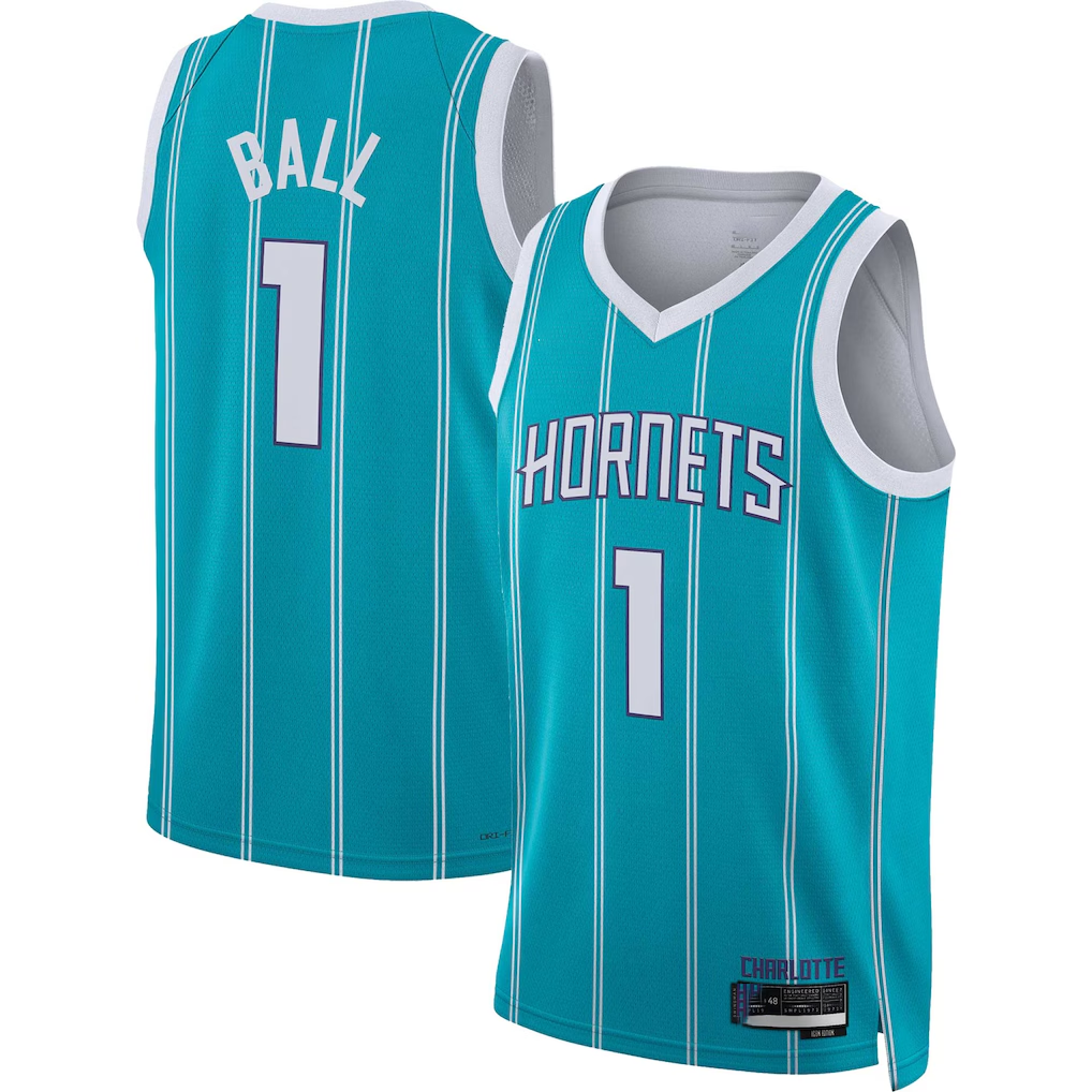 harde C.Hornets #1 LaMelo Ball  Teal Swingman Jerseys - Icon Edition