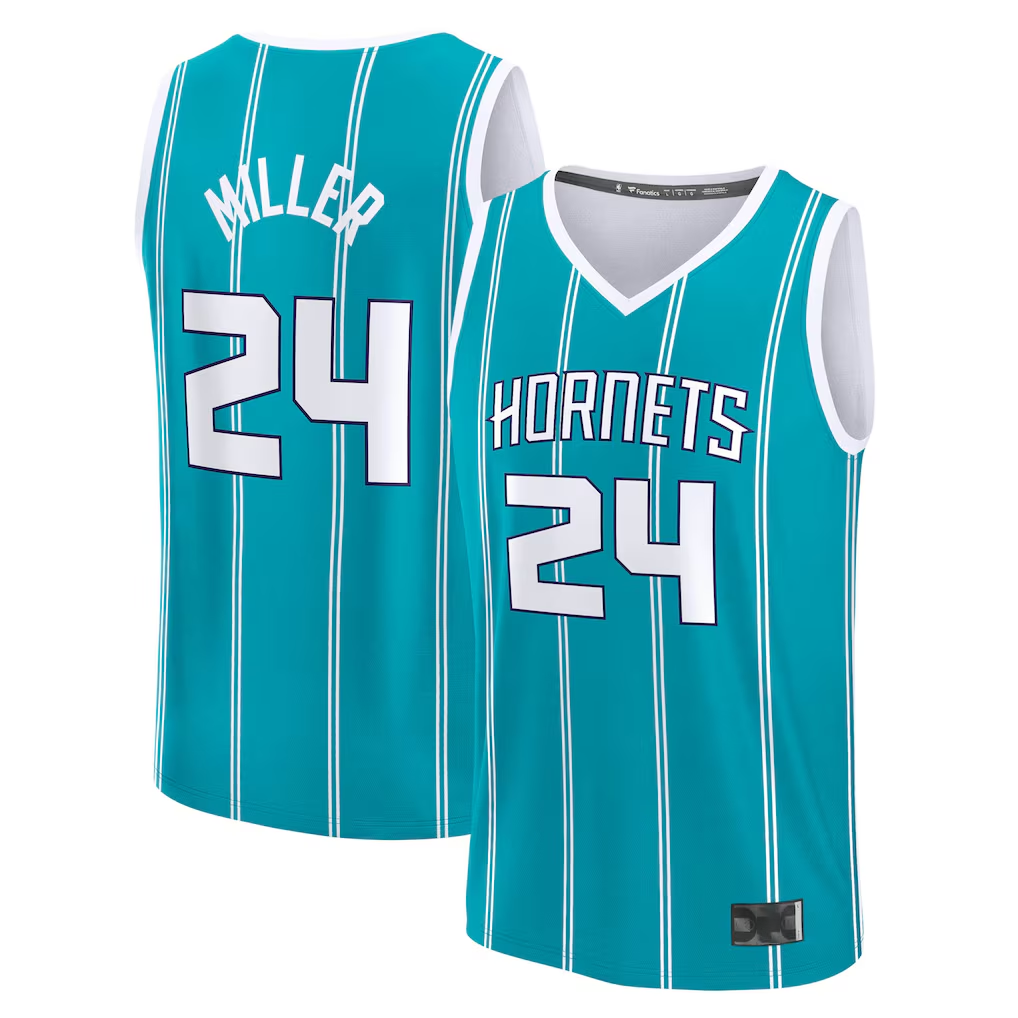 harde C.Hornets #24 Brandon Miller  Teal Fast Break Replica Jerseys - Icon Edition