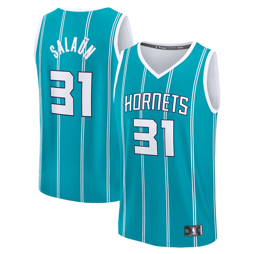 harde C.Hornets #31 Tidjane Salaun  Teal 2024  Draft Fast Break Player Jerseys - Icon Edition