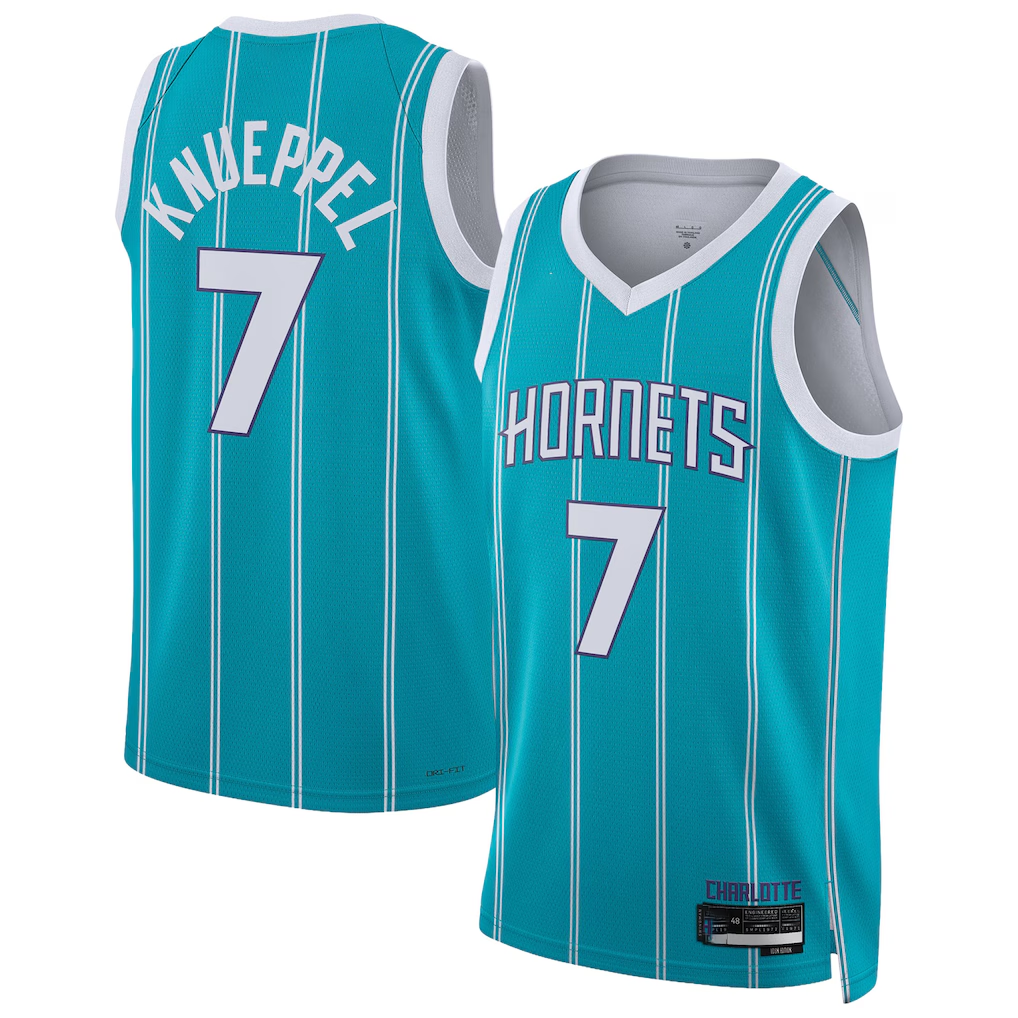 harde C.Hornets #7 Kon Knueppel  Teal Swingman Jerseys - Icon Edition