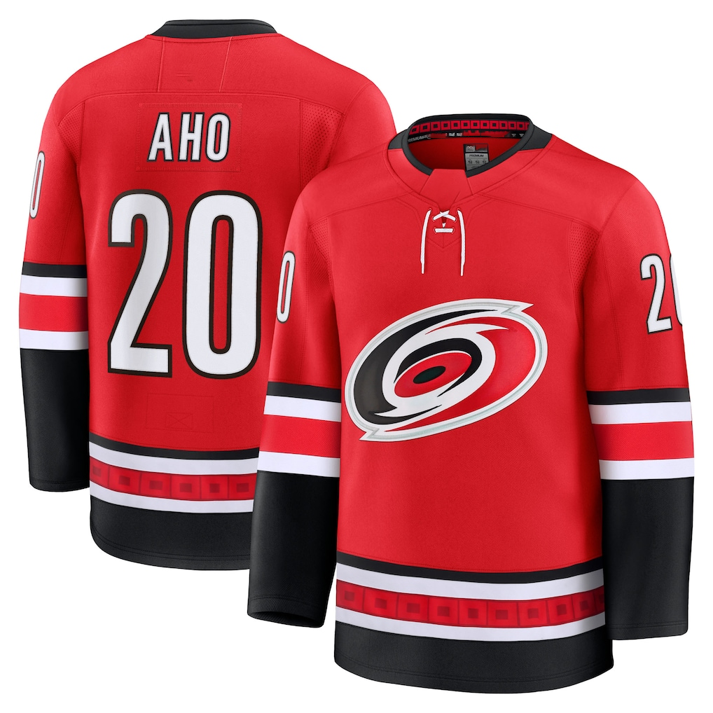 harde C.Hurricanes #20 Sebastian Aho Red Alternate Premium Stitched Jerseys