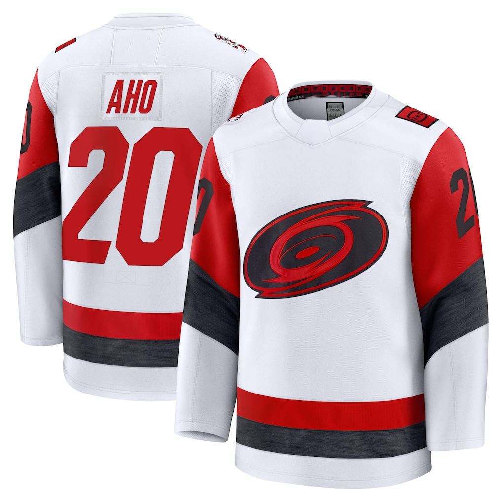 harde C.Hurricanes #20 Sebastian Aho White Away Premium Stitched Jerseys