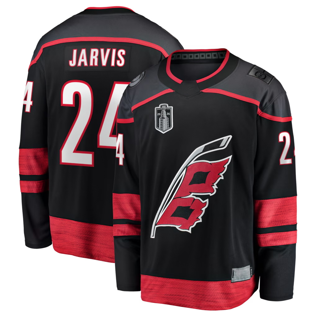 harde C.Hurricanes #24 Seth Jarvis Black 2026 Stanley Cup Final Home Breakaway Stitched Jerseys