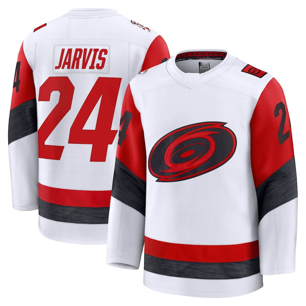 harde C.Hurricanes #24 Seth Jarvis White Away Premium Stitched Jerseys