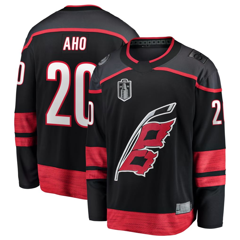 harde C.Hurricanes #26 Sebastian Aho Black 2026 Stanley Cup Final Home Breakaway Stitched Jerseys