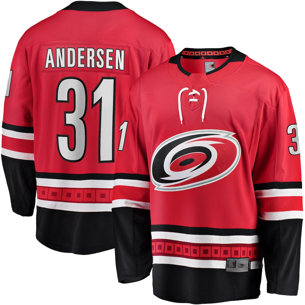 harde C.Hurricanes #31 Frederik Andersen Red Alternate Breakaway Player Stitched Jerseys