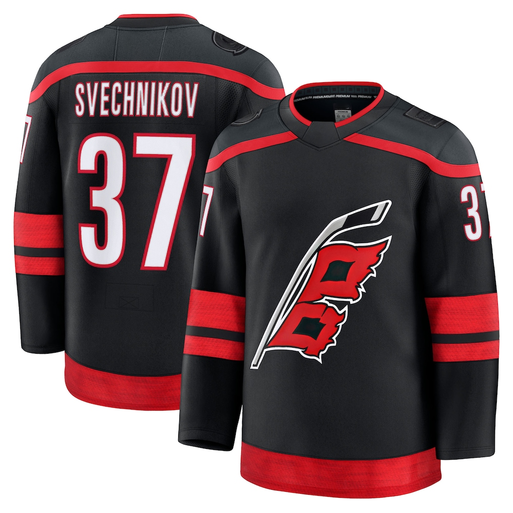 harde C.Hurricanes #37 Andrei Svechnikov Black Home Premium Stitched Jerseys