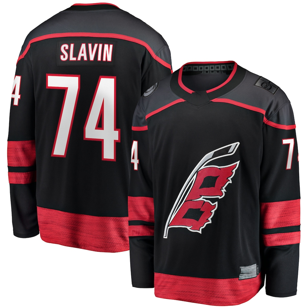 harde C.Hurricanes #74 Jaccob Slavin Black Home Breakaway Player Stitched Jerseys