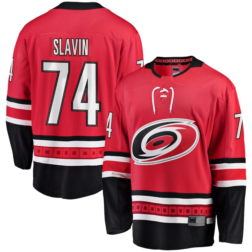 harde C.Hurricanes #74 Jaccob Slavin Red Alternate Breakaway Player Stitched Jerseys