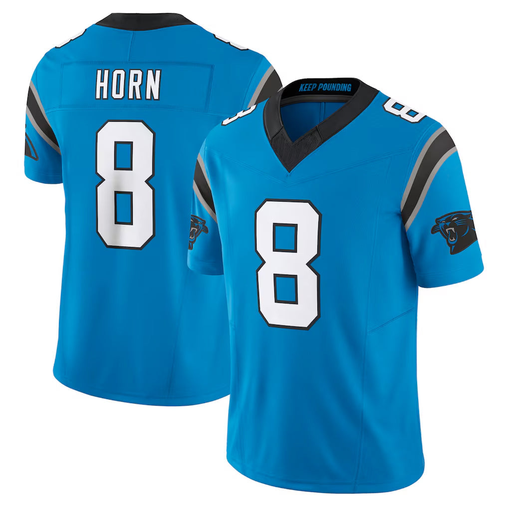 harde C.Panthers #8 Jaycee Horn Player Blue Vapor F.U.S.E. Limited Home Game Stitched Jerseys