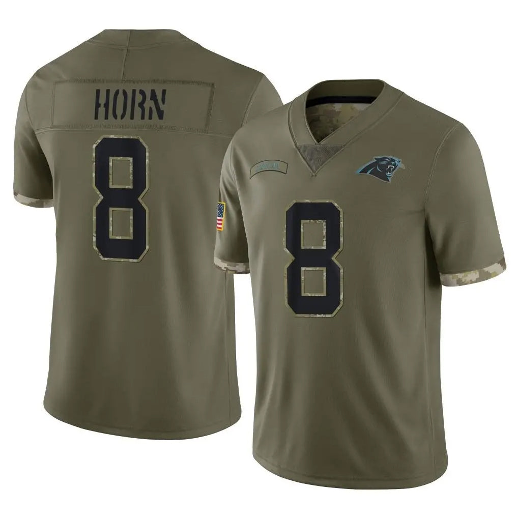 harde C.Panthers #8 Jaycee Horn Player Olive Salute to Service Game Stitched Jerseys
