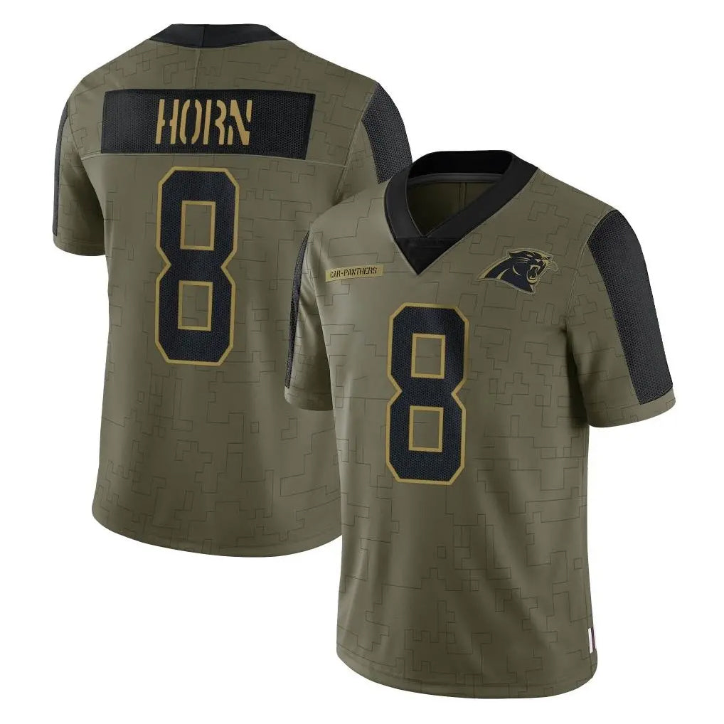 harde C.Panthers #8 Jaycee Horn Player Olive Salute to Service Limited Game Stitched Jerseys