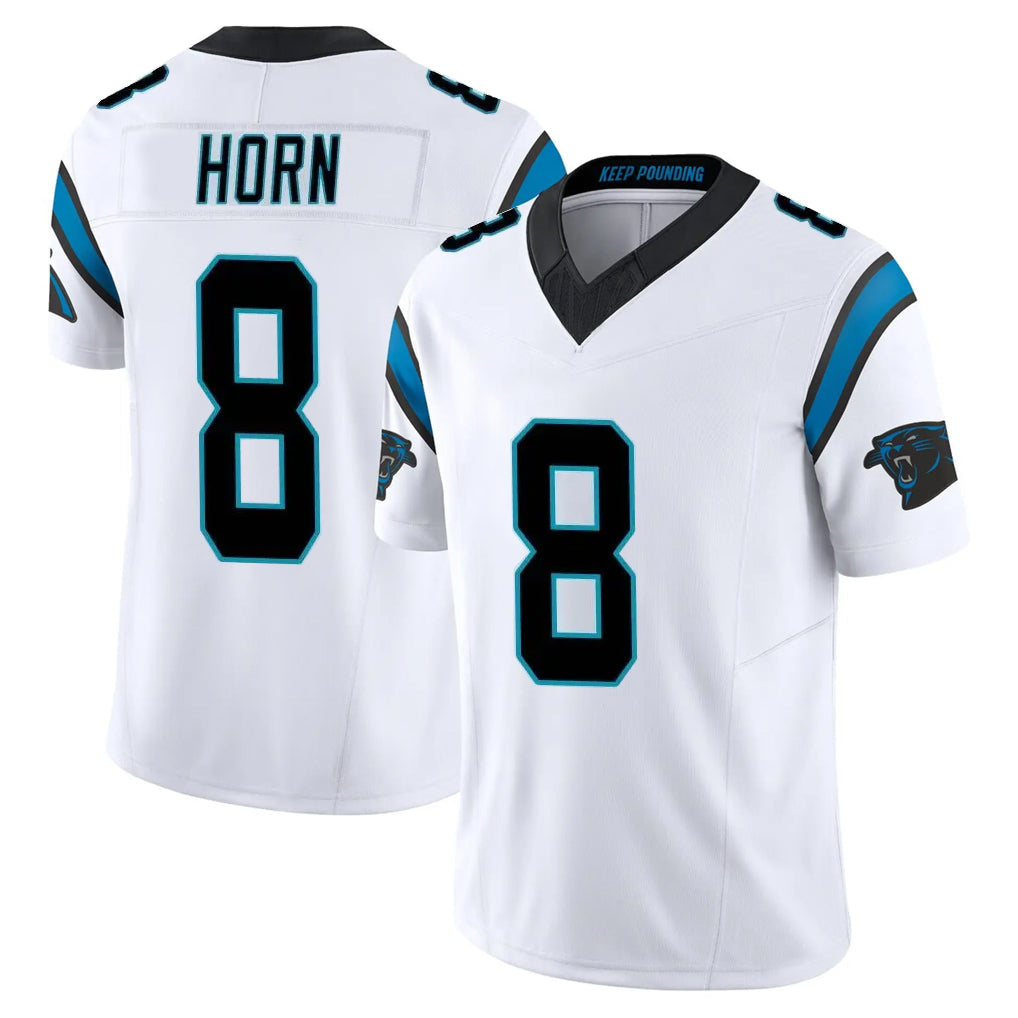 harde C.Panthers #8 Jaycee Horn Player White Vapor F.U.S.E. Limited Home Game Stitched Jerseys