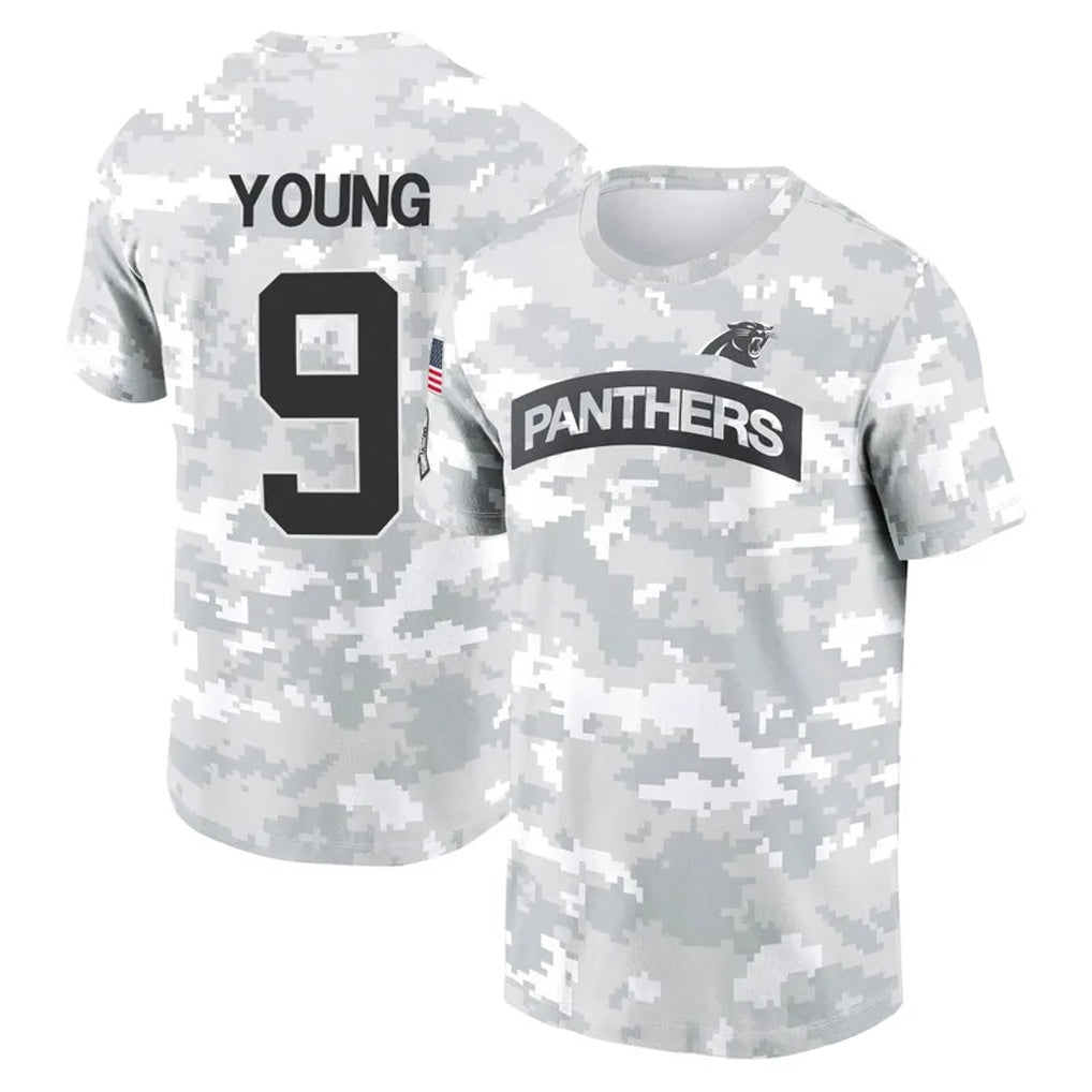 harde C.Panthers #9 Bryce Young Player Arctic Camo Salute to Service T-Shirt Hoodies Stitched Jerseys