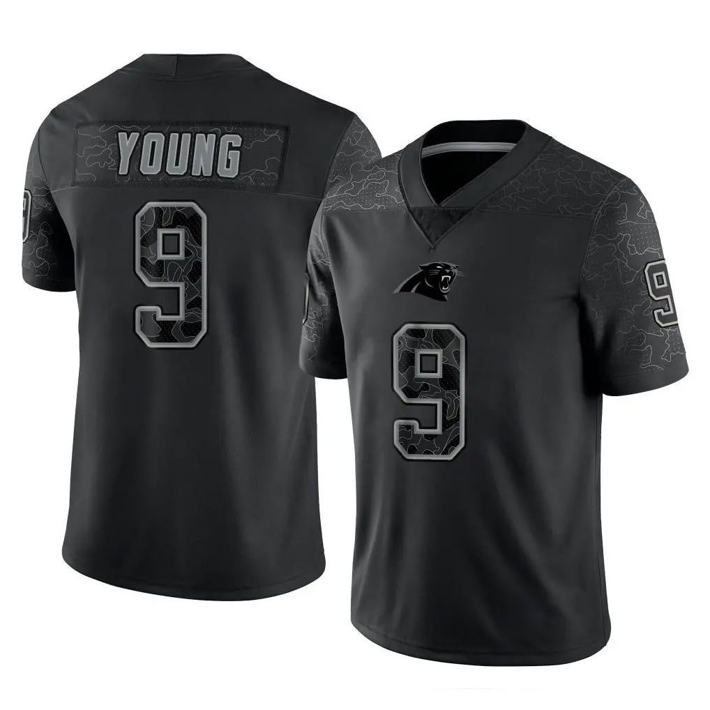 harde C.Panthers #9 Bryce Young Player Black Limited Reflective Game Stitched Jerseys