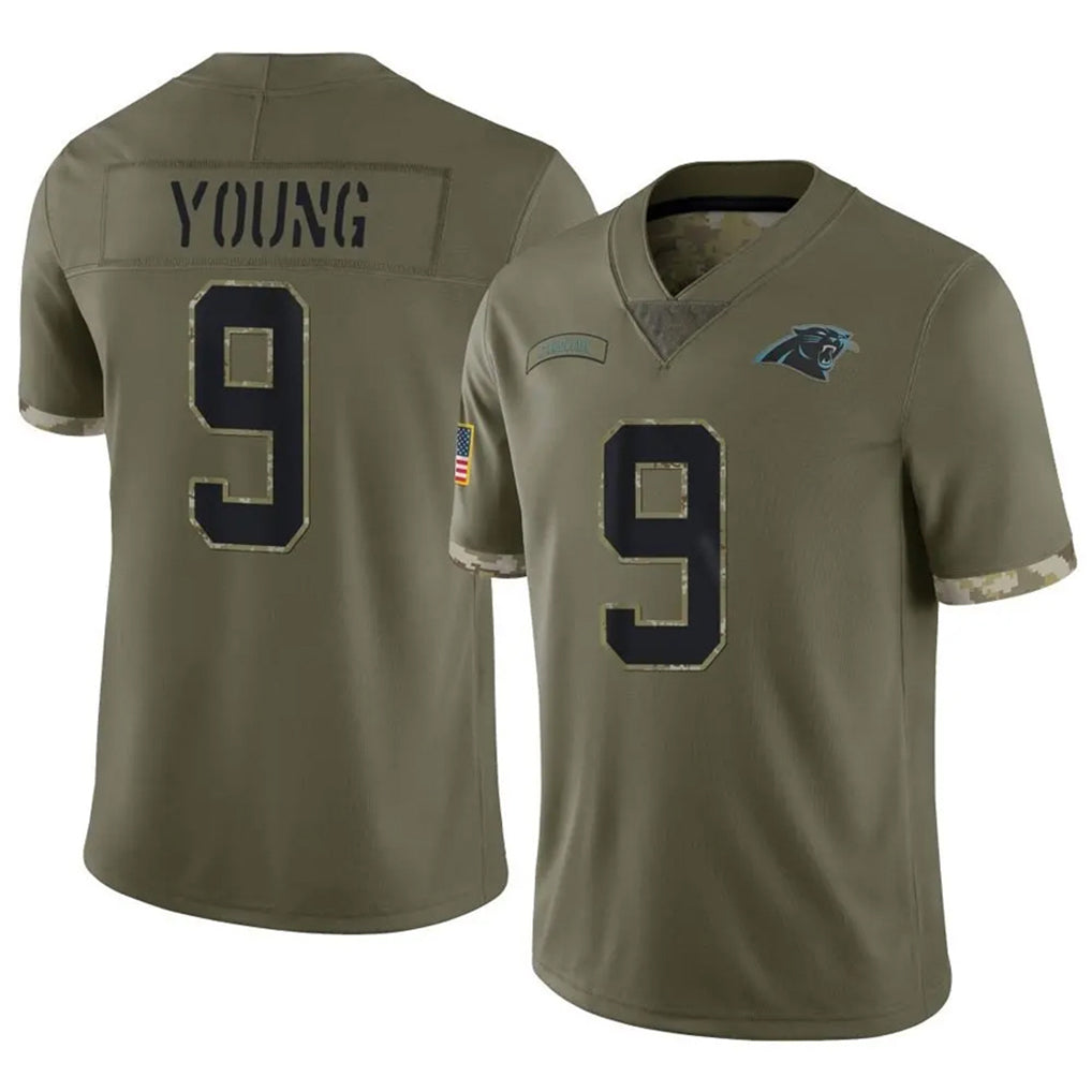 harde C.Panthers #9 Bryce Young Player Olive Salute To Service Limited Stitched Jerseys