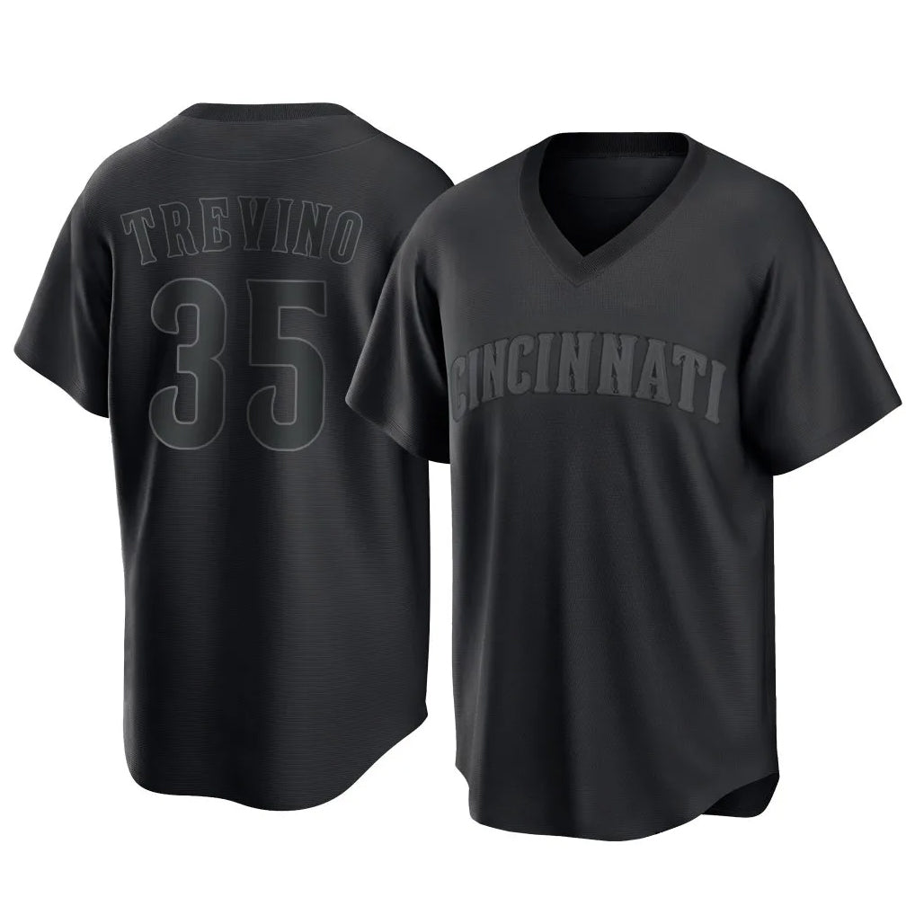 harde C.Reds #35 Jose Trevino Player Black T-shirt Game Home Stitched Jerseys