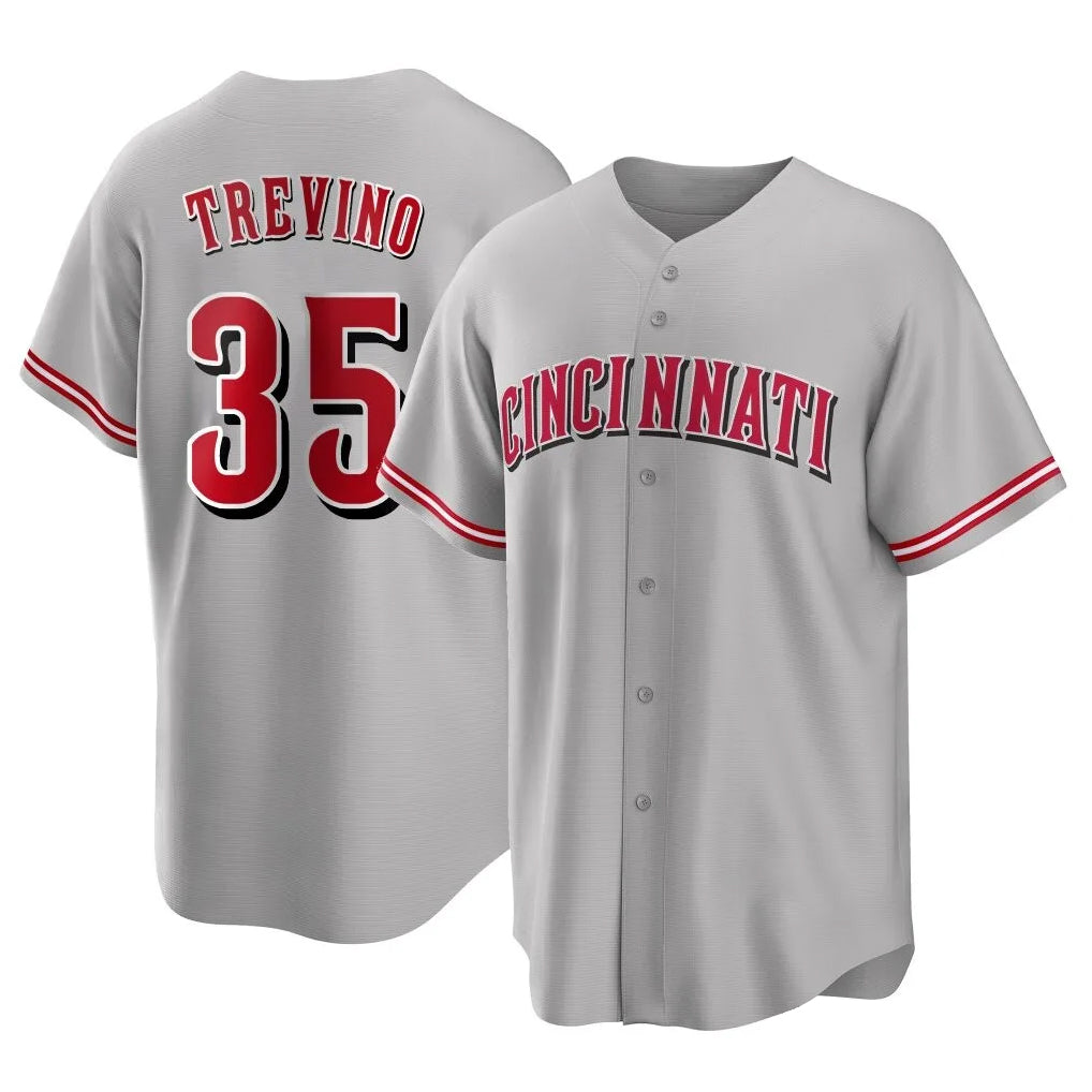 harde C.Reds #35 Jose Trevino Player Gray Home Game Stitched Jerseys