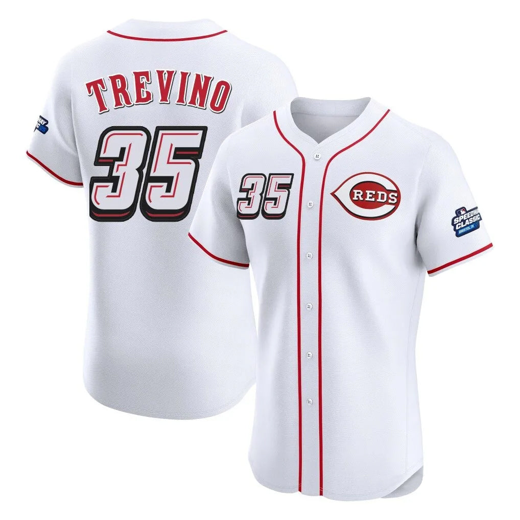 harde C.Reds #35 Jose Trevino Player White Speedway Classic Limited Elite Home Stitched Jerseys