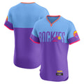 harde C.Rockies Purple-Light Blue City Connect Limited Elite Home T-shirt Blank Player Stitched Jerseys