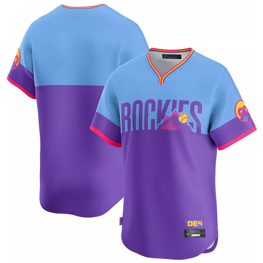 harde C.Rockies Purple-Light Blue City Connect Limited Home T-shirt Blank Player Stitched Jerseys