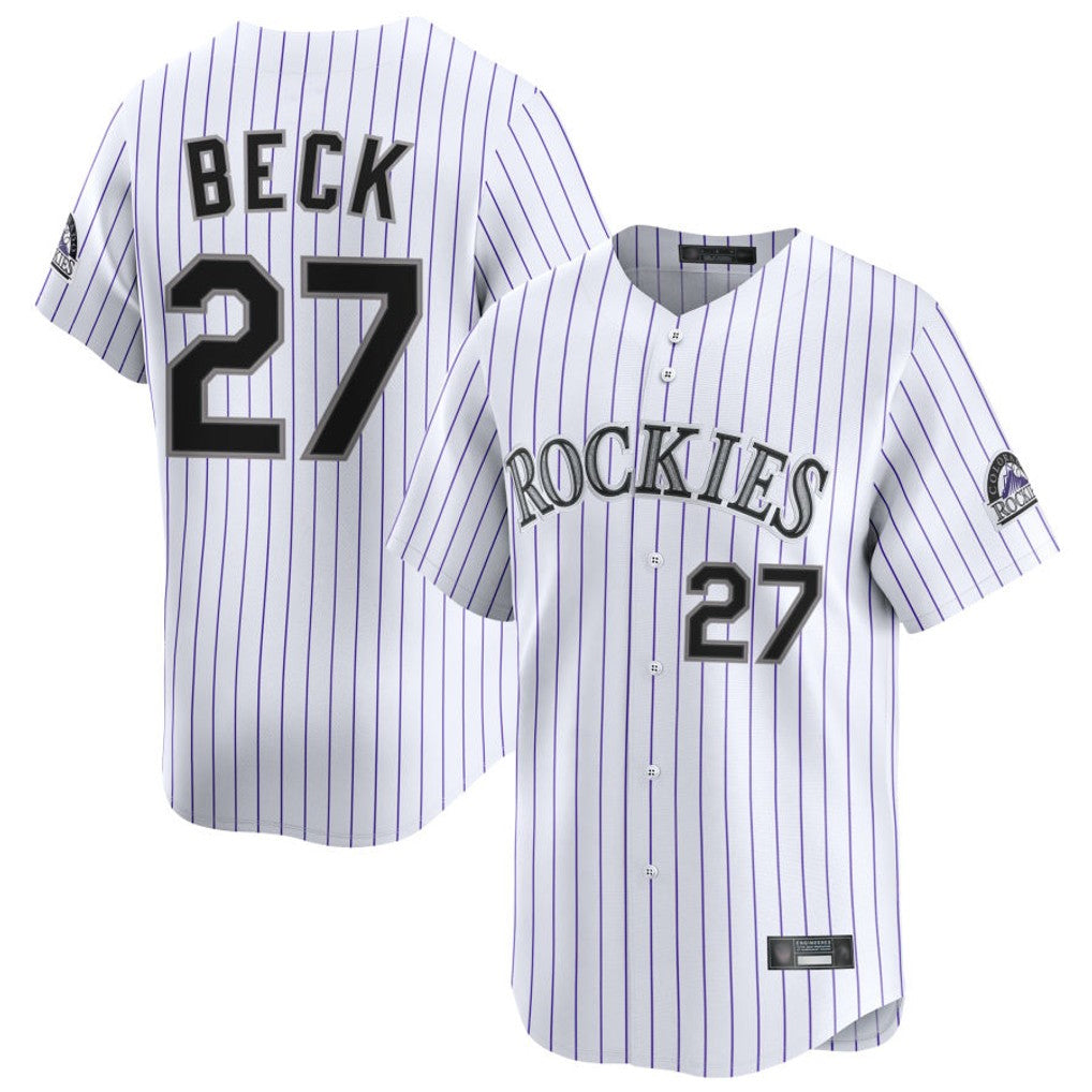 harde C.Rockies #27 Jordan Beck Player White Limited Home Stitched Jersey