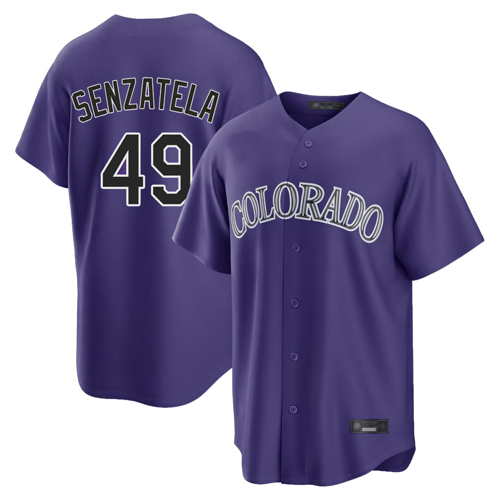 harde C.Rockies #49 Antonio Senzatela Player Purple Game Home Stitched Jerseys