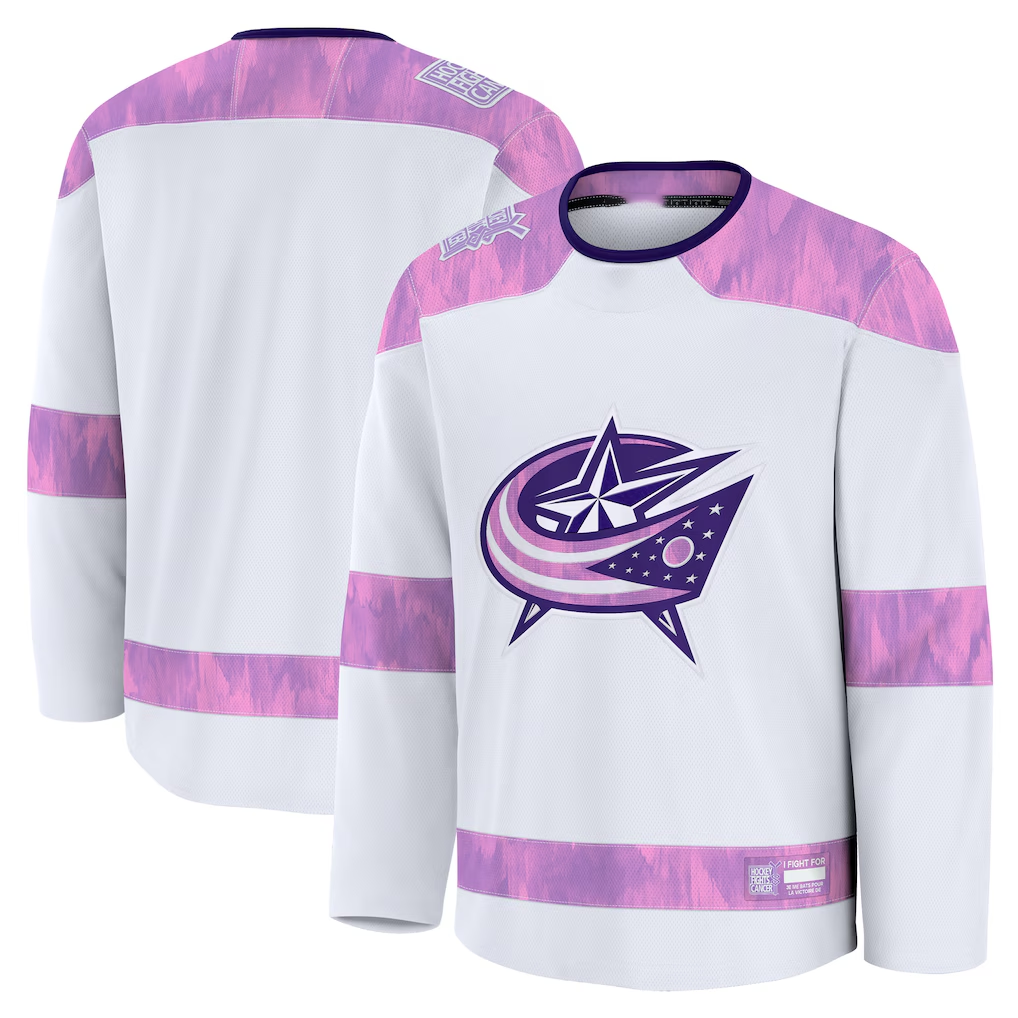 harde CB.Jackets White 2024 Hockey Fights Cancer Practice Jersey